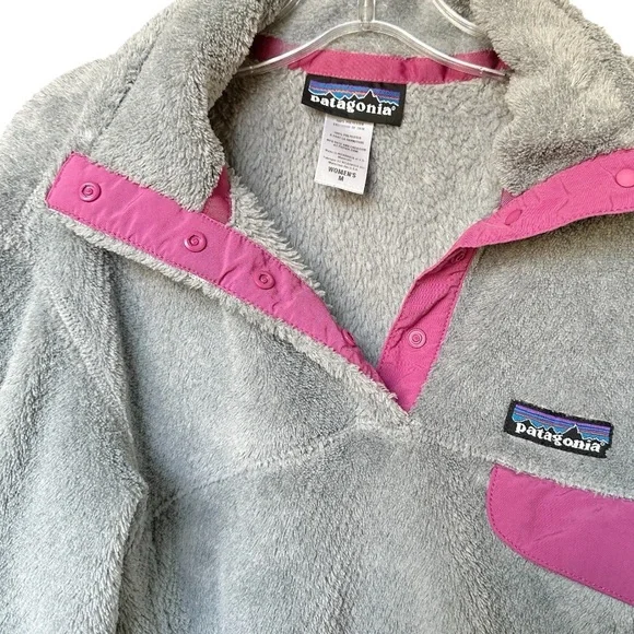 Patagonia Re-Tool Snap-T Grey Purple Fleece Button Up Pullover Sweatshirt M - Picture 7 of 8